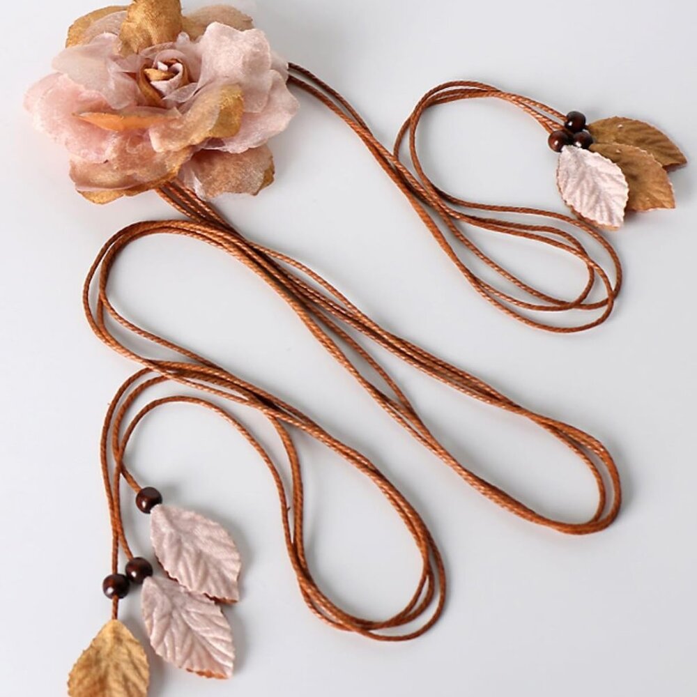 Women Braided Waist Belt Bohemian Woven Waist Rope Flower Tassels Waist Accessor - Picture 3 of 3